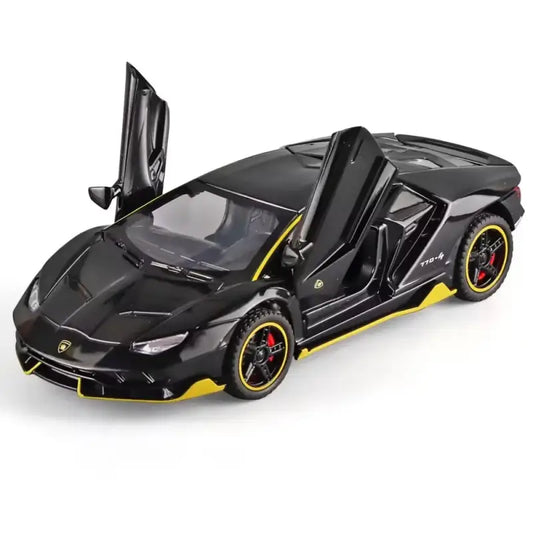 Lamborghini LP770-4 1:32 Metalowy Model Samochodu Zabawka Z Efektami Dźwiękowymi i Świetlnymi - Czarny