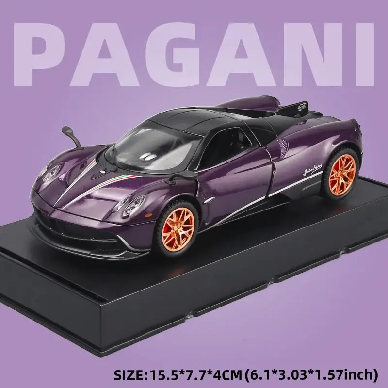 Lamborghini & Pagani Huayra 1:32 Metalowy Model Samochodu z Dźwiękiem i Światłem - Huayra fioletowy