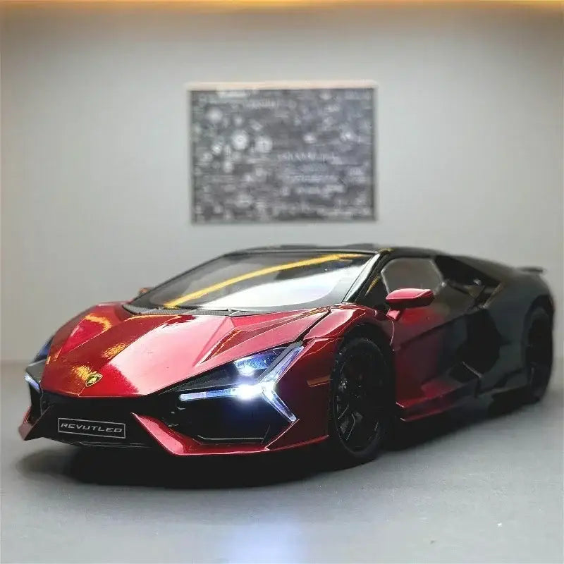 Lamborghini Revuelto 1:24 – Metalowy Model Supercar z Dźwiękiem i Światłem Zabawka dla Chłopców