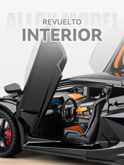 Lamborghini Revuelto 1:24 – Metalowy Model Supercar z Dźwiękiem i Światłem Zabawka dla Chłopców