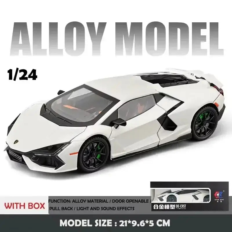 Lamborghini Revuelto 1:24 – Metalowy Model Supercar z Dźwiękiem i Światłem Zabawka dla Chłopców