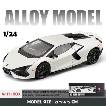 Lamborghini Revuelto 1:24 – Metalowy Model Supercar z Dźwiękiem i Światłem Zabawka dla Chłopców