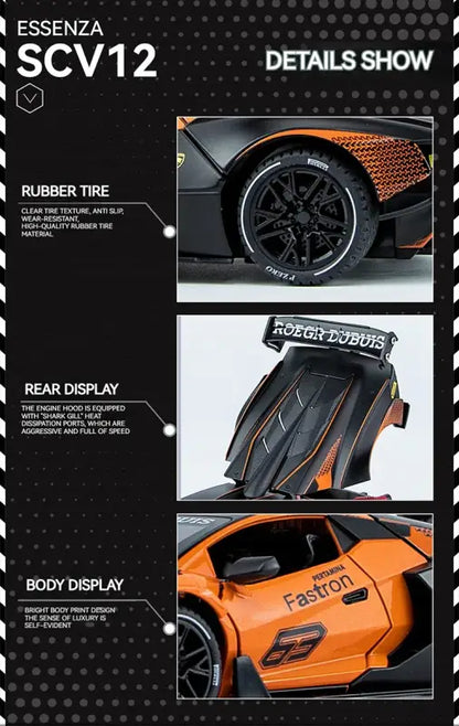 Lamborghini SCV12 1:24 – Metalowy Model Z Efektami Dźwiękowymi i Świetlnymi