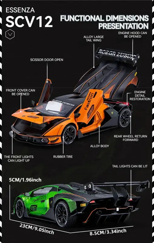 Lamborghini SCV12 1:24 – Metalowy Model Z Efektami Dźwiękowymi i Świetlnymi