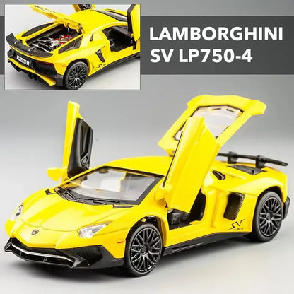 Lamborghini SV LP750-4 1:32 Metalowy Model Samochodu Sportowego - Żółty z pudełkiem