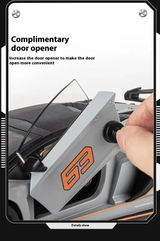 Lamborghini SVJ63 1:18 Metalowy Model z Dźwiękiem i Światłem - Szary z pudełkiem