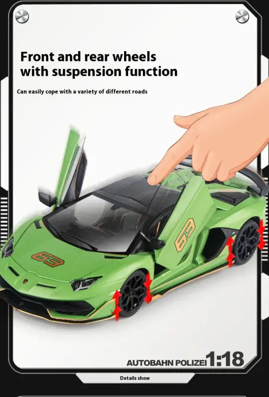 Lamborghini SVJ63 1:18 Metalowy Model z Dźwiękiem i Światłem - Szary z pudełkiem