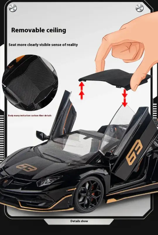 Lamborghini SVJ63 1:18 Metalowy Model z Dźwiękiem i Światłem - Szary z pudełkiem