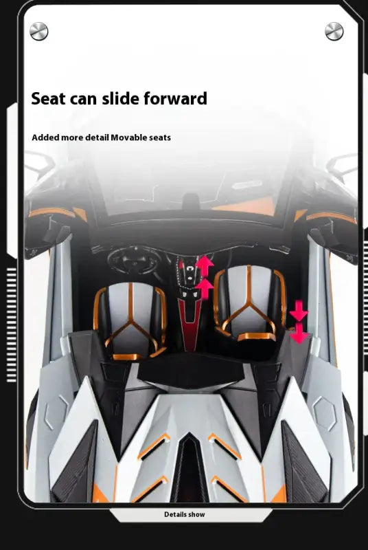 Lamborghini SVJ63 1:18 Metalowy Model z Dźwiękiem i Światłem - Szary z pudełkiem