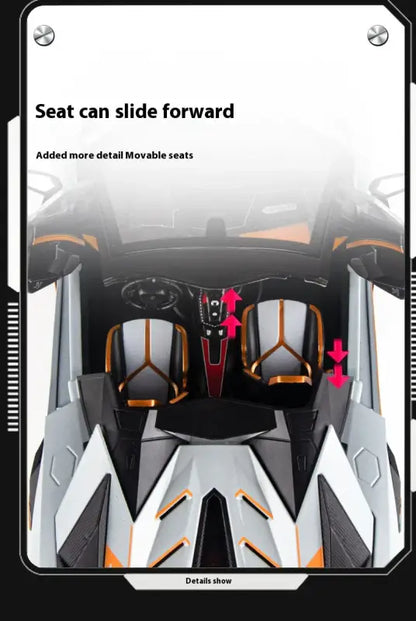 Lamborghini SVJ63 1:18 Metalowy Model z Dźwiękiem i Światłem - Szary z pudełkiem