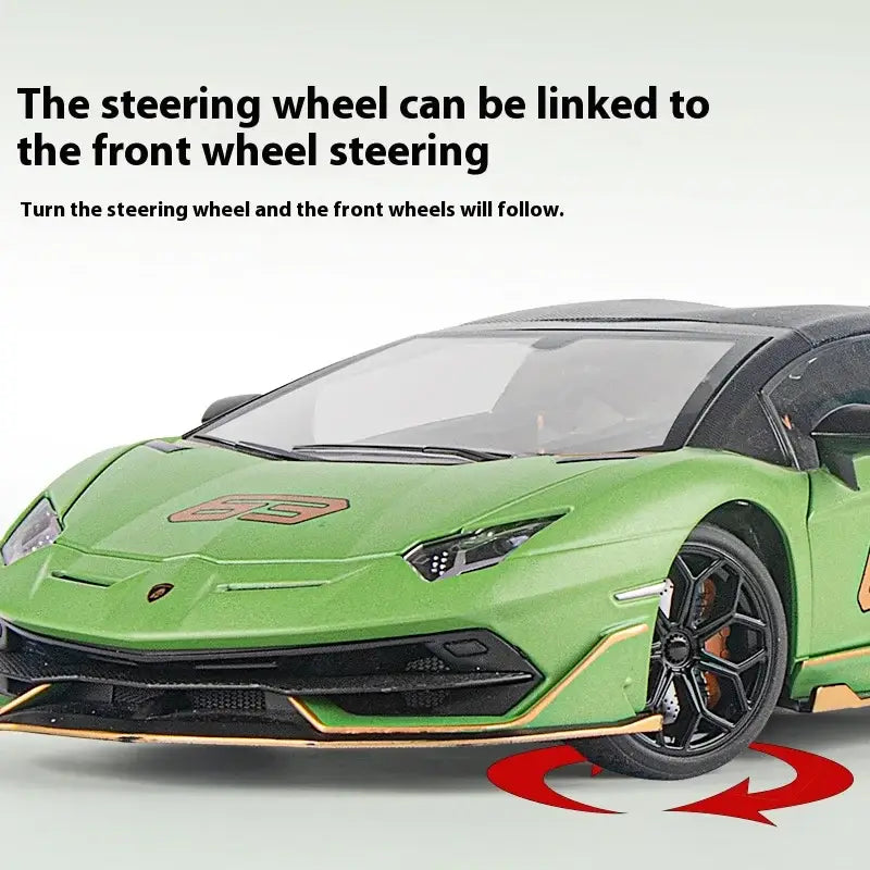 Lamborghini SVJ63 1:18 Metalowy Model z Dźwiękiem i Światłem - Szary z pudełkiem