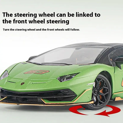 Lamborghini SVJ63 1:18 Metalowy Model z Dźwiękiem i Światłem - Szary z pudełkiem
