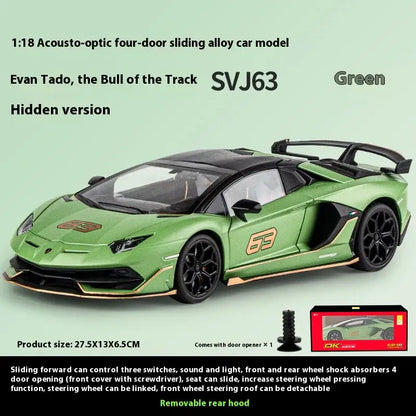 Lamborghini SVJ63 1:18 Metalowy Model z Dźwiękiem i Światłem - Szary z pudełkiem