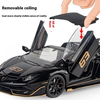 Lamborghini SVJ63 1:18 Metalowy Model z Dźwiękiem i Światłem - Szary z pudełkiem
