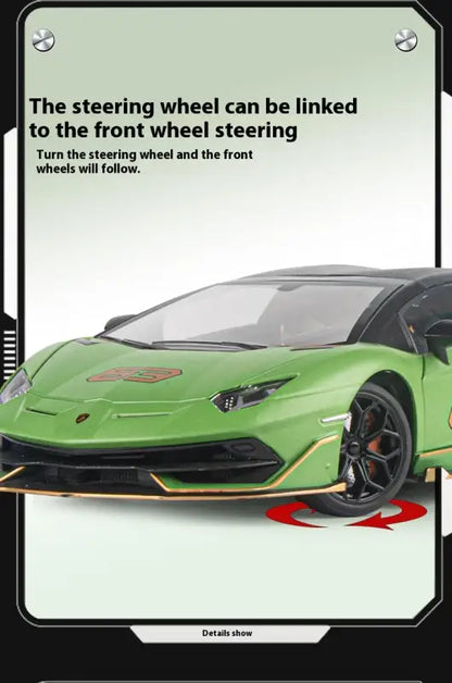 Lamborghini SVJ63 1:18 Metalowy Model z Dźwiękiem i Światłem - Szary z pudełkiem