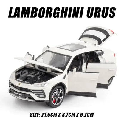 Lamborghini Urus 1:24 – Metalowy Model SUV z Efektami Dźwiękowymi - Biały z pudełkiem