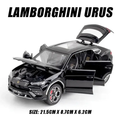 Lamborghini Urus 1:24 – Metalowy Model SUV z Efektami Dźwiękowymi - Czarny z pudełkiem