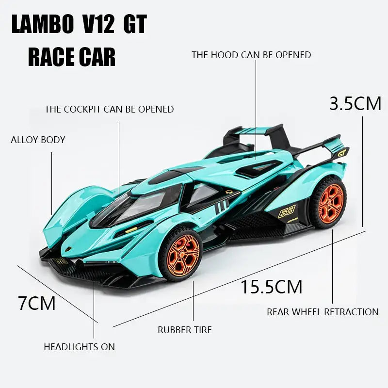 Lamborghini V12 GT 1:32 – Metalowy Model Sportowy Prezent dla Mężczyzn i Dzieci
