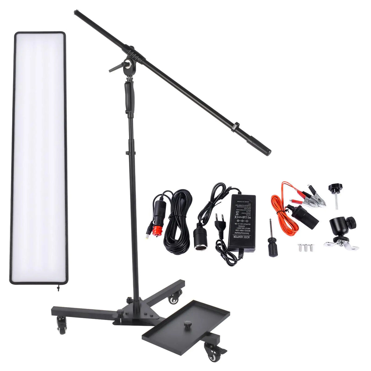 Czarna regulowana lampa led pdr na stojaku z kółkami do usuwania wgnieceń 12 v dc 110 v