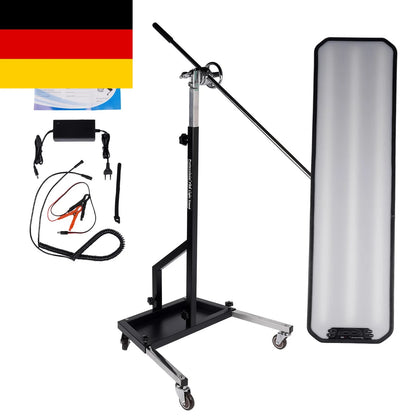 Czarno-srebrny regulowany stojak na kółkach do ap03 lampa pdr led 12v z panelem świetlnym refleksyjnym 95x26 cm
