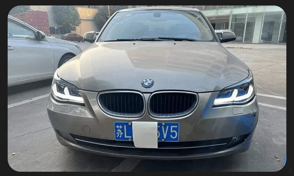 Lampy przednie do BMW E60 2003-2009 523i 530i - Reflektory LED z oczami anioła, światłami do jazdy dziennej (DRL), HID Bi-Xenon - Multigenus