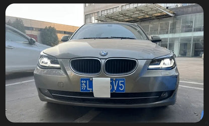 Lampy przednie do BMW E60 2003-2009 523i 530i - Reflektory LED z oczami anioła, światłami do jazdy dziennej (DRL), HID Bi-Xenon - Multigenus