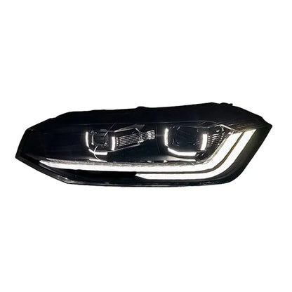 Lampy samochodowe do Volkswagen VW Polo (2017-2021) - z reflektorami LED, soczewką projekcyjną, dzienne DRL i dynamicznym sygnałem - Multigenus