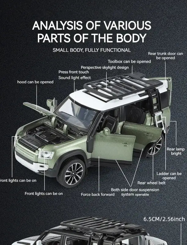 Land Rover Defender 110 1/32 Metalowy Model z Efektami Dźwiękowymi i Świetlnymi