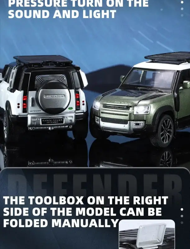 Land Rover Defender 110 1/32 Metalowy Model z Efektami Dźwiękowymi i Świetlnymi