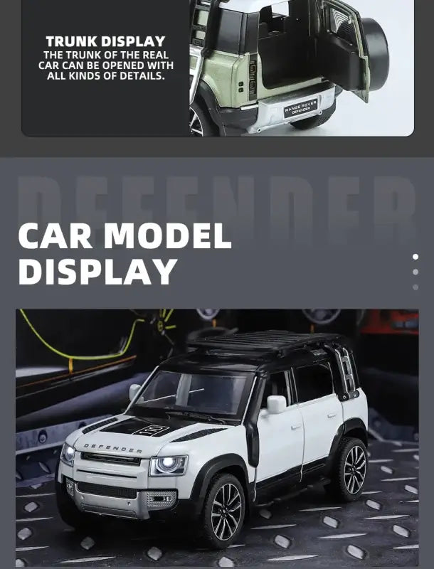 Land Rover Defender 110 1/32 Metalowy Model z Efektami Dźwiękowymi i Świetlnymi