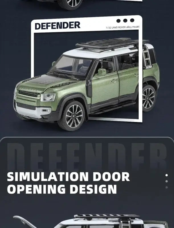 Land Rover Defender 110 1/32 Metalowy Model z Efektami Dźwiękowymi i Świetlnymi