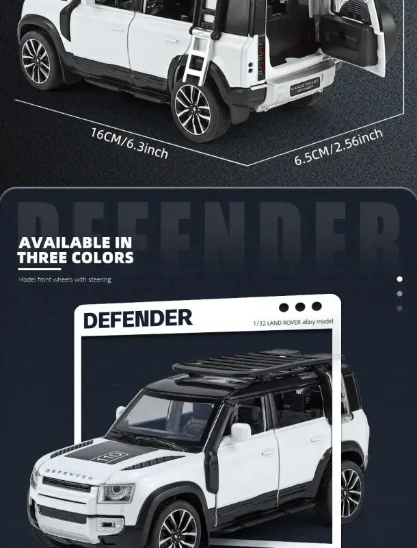 Land Rover Defender 110 1/32 Metalowy Model z Efektami Dźwiękowymi i Świetlnymi
