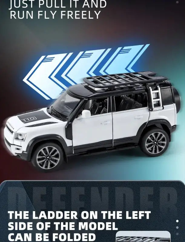 Land Rover Defender 110 1/32 Metalowy Model z Efektami Dźwiękowymi i Świetlnymi