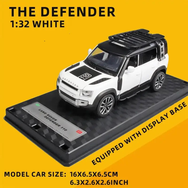 Land Rover Defender 110 1/32 Metalowy Model z Efektami Dźwiękowymi i Świetlnymi - Biały