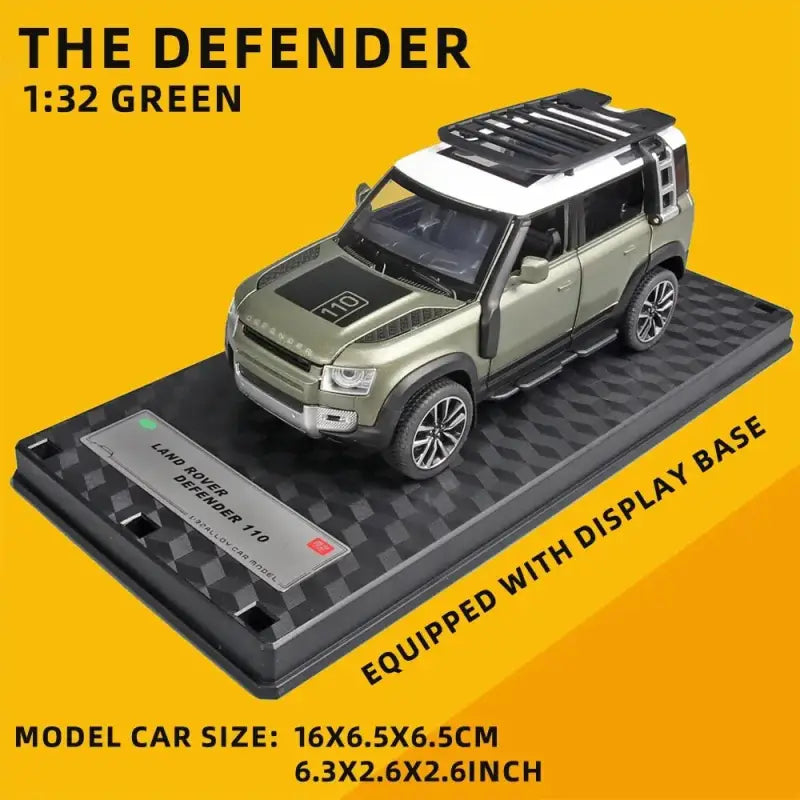 Land Rover Defender 110 1/32 Metalowy Model z Efektami Dźwiękowymi i Świetlnymi - Zielony