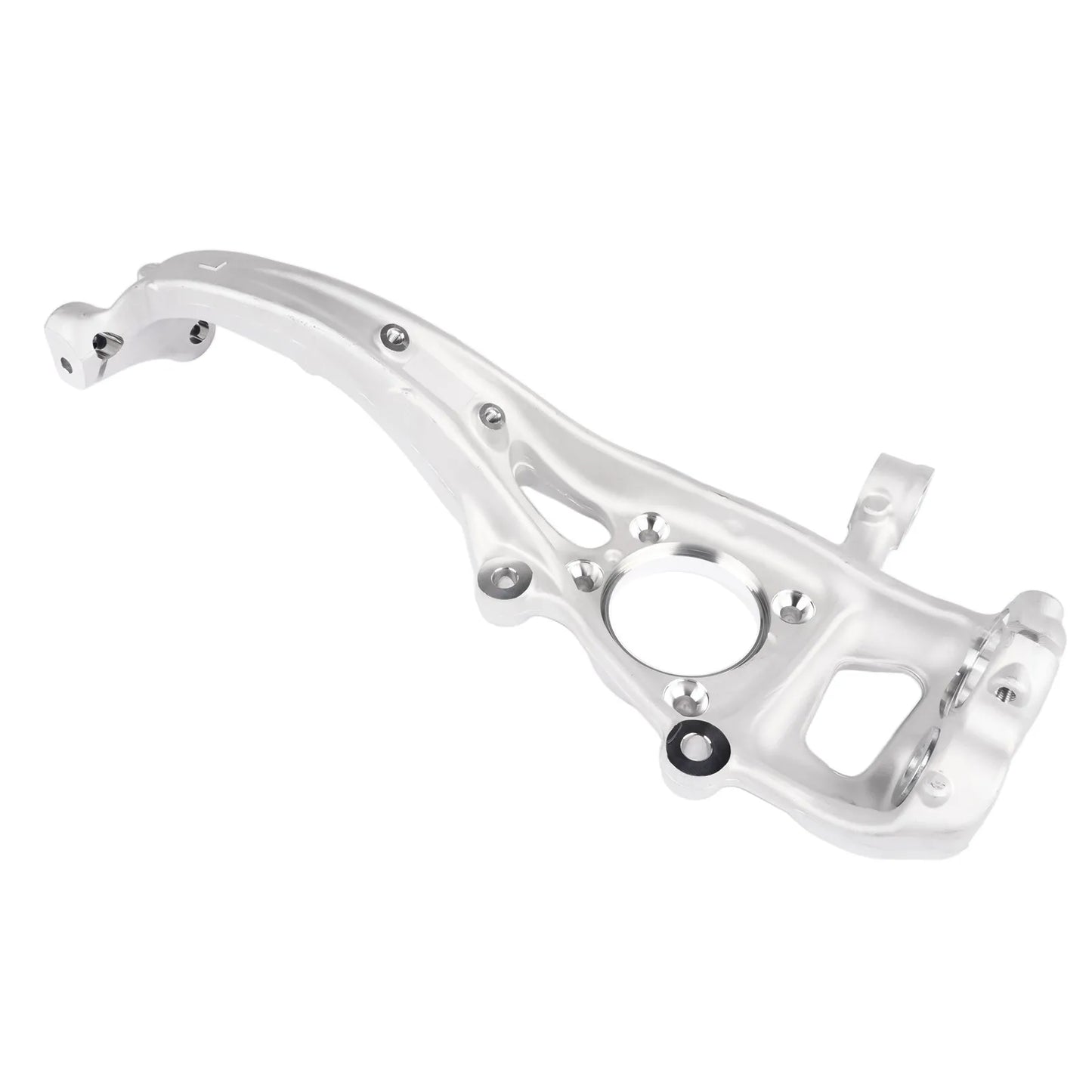 Srebrna anodowana aluminiowa zwrotnica przednia vorderachse links z otworami i mocowaniami 80a407253c do audi a6 c8