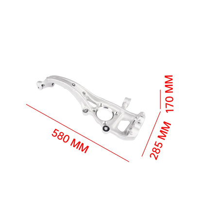 Srebrna, frezowana aluminiowa zwrotnica przednia vorderachse links 80a407253c do audi a6 c8 a7 q5