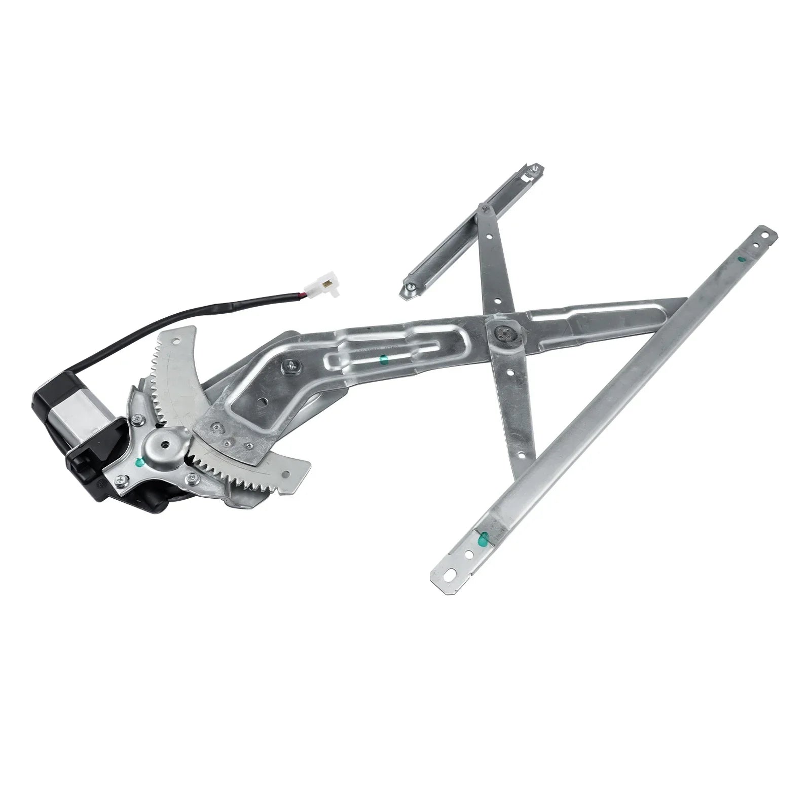 Srebrny metalowy regulator szyby przedniej z czarnym silnikiem i okablowaniem do ford ranger mk2 2006 2011