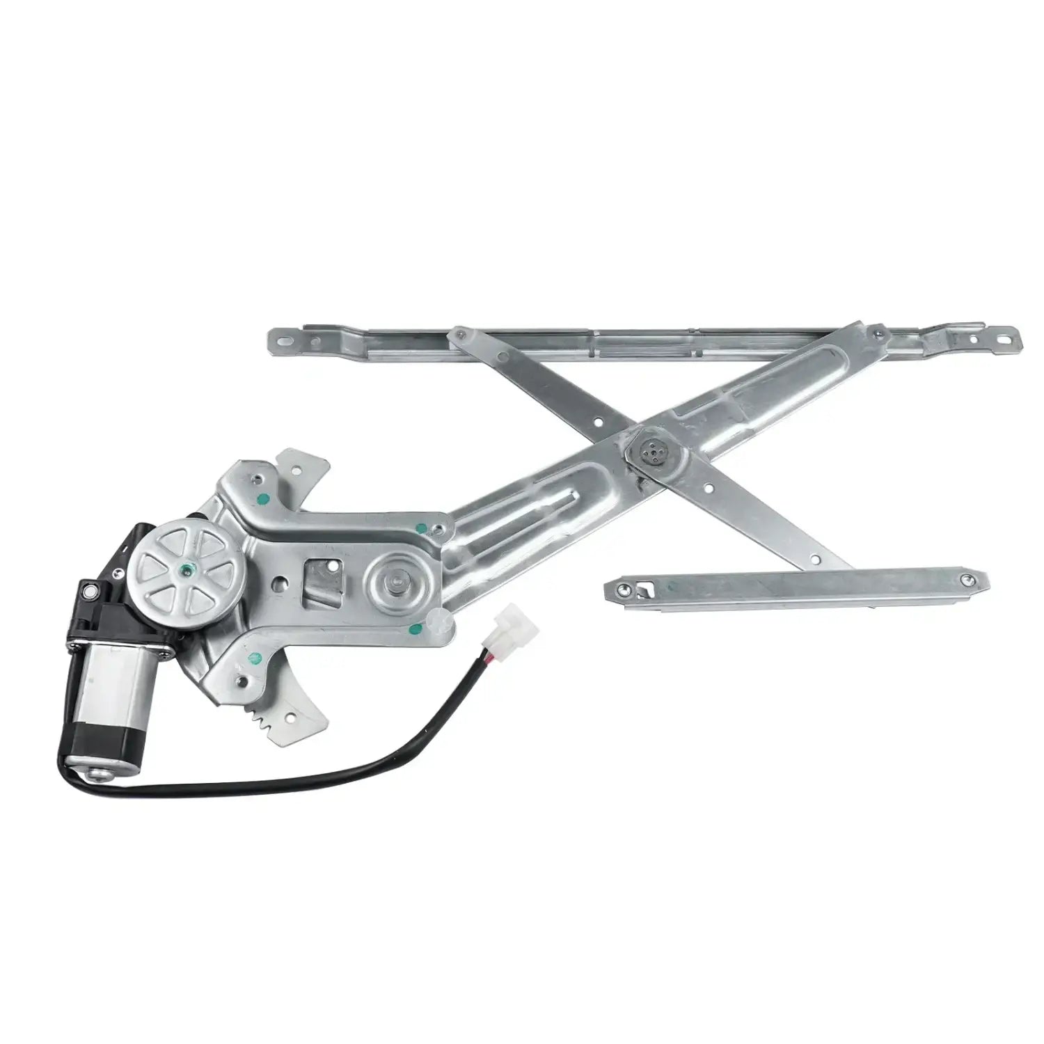Srebrny metalowy regulator szyby przedniej lewy z silnikiem i okablowaniem do ford rangera mk2 2006 2011