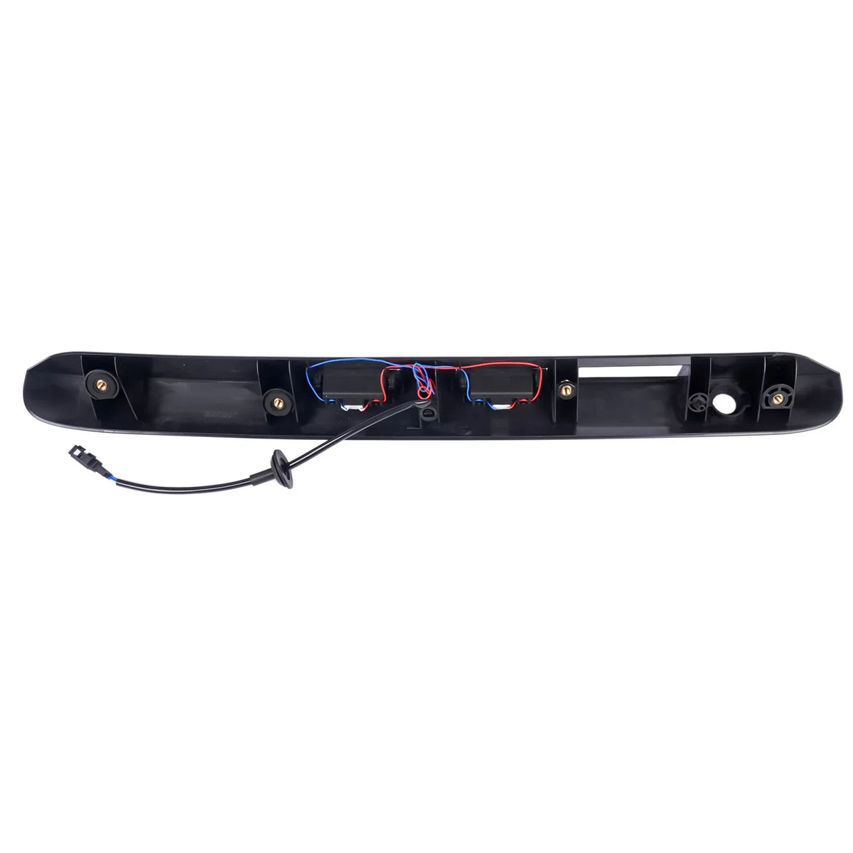 Czarna plastikowa tylna lampa volkswagen caddy z paskami led czerwonymi i niebieskimi 2k5827574s9b9 widok od tyłu