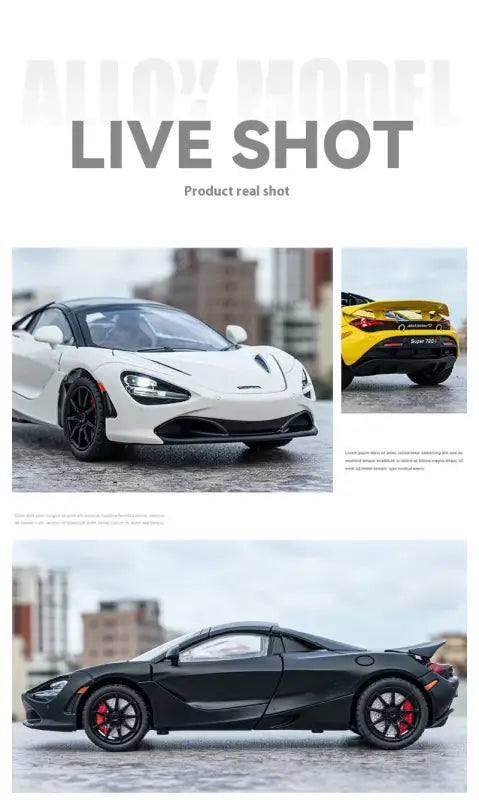 McLaren 720S 1:24 – Metalowy Model Samochodu Sportowego Amortyzowane Koła Realistyczna Replika Idealny Prezent