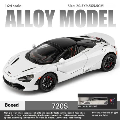 McLaren 720S 1:24 – Metalowy Model Samochodu Sportowego Amortyzowane Koła Realistyczna Replika Idealny Prezent - Biały