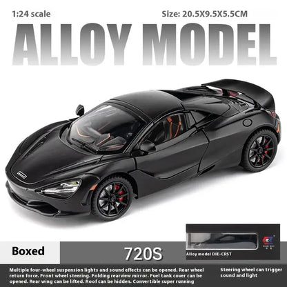 McLaren 720S 1:24 – Metalowy Model Samochodu Sportowego Amortyzowane Koła Realistyczna Replika Idealny Prezent - Czarny