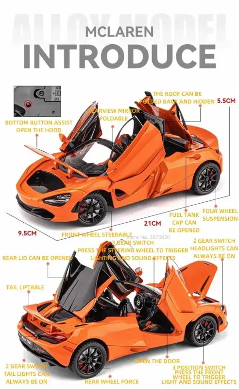 McLaren 720S 1:24 – Metalowy Model z Dźwiękiem i Światłem