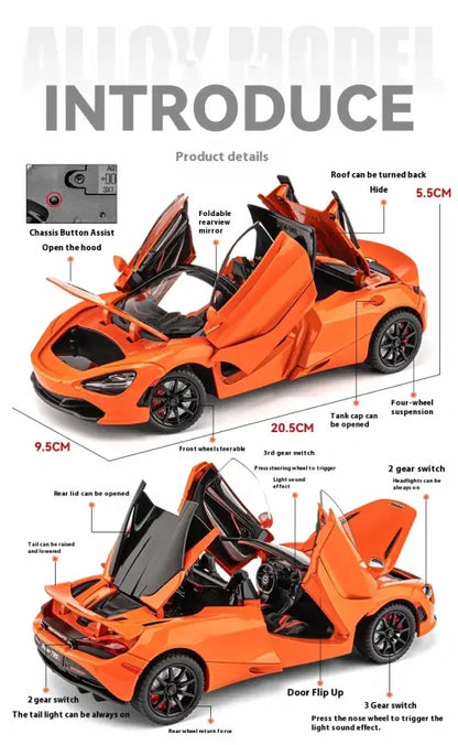 McLaren 720S 1:24 – Metalowy Model Samochodu Sportowego Amortyzowane Koła Realistyczna Replika Idealny Prezent