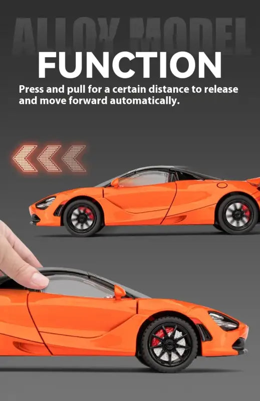 McLaren 720S 1:24 – Metalowy Model Samochodu Sportowego Amortyzowane Koła Realistyczna Replika Idealny Prezent