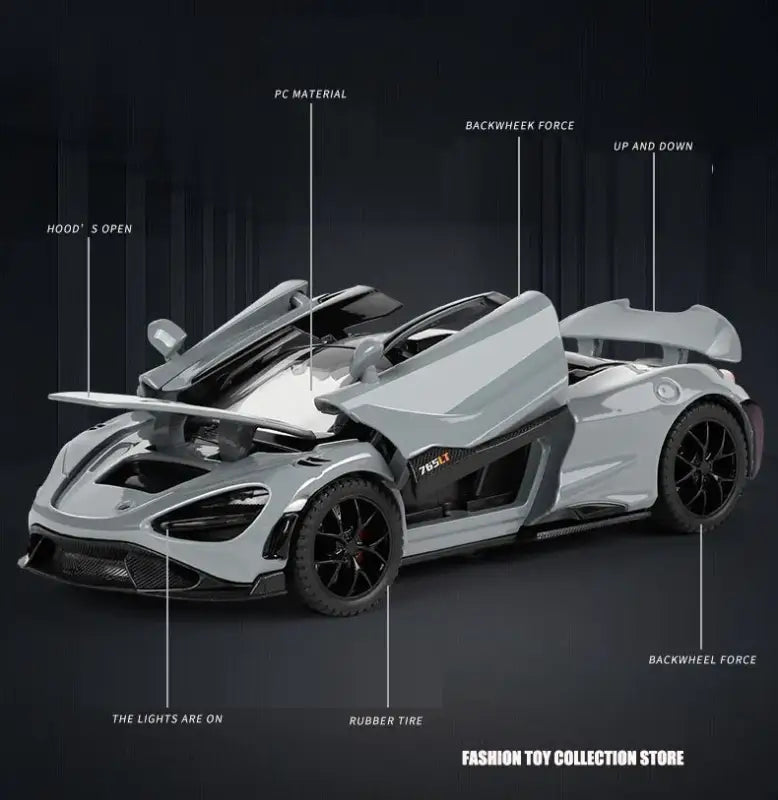 McLaren 765LT 1:32 – Model Samochodu Fast & Furious 7 z Efektami Dźwiękowymi i Świetlnymi - Czarny bez pudełka