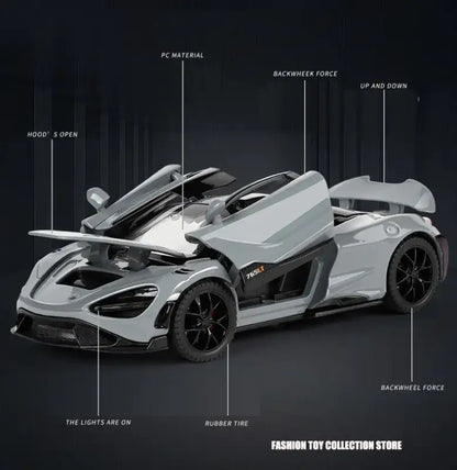 McLaren 765LT 1:32 – Model Samochodu Fast & Furious 7 z Efektami Dźwiękowymi i Świetlnymi - Czarny bez pudełka