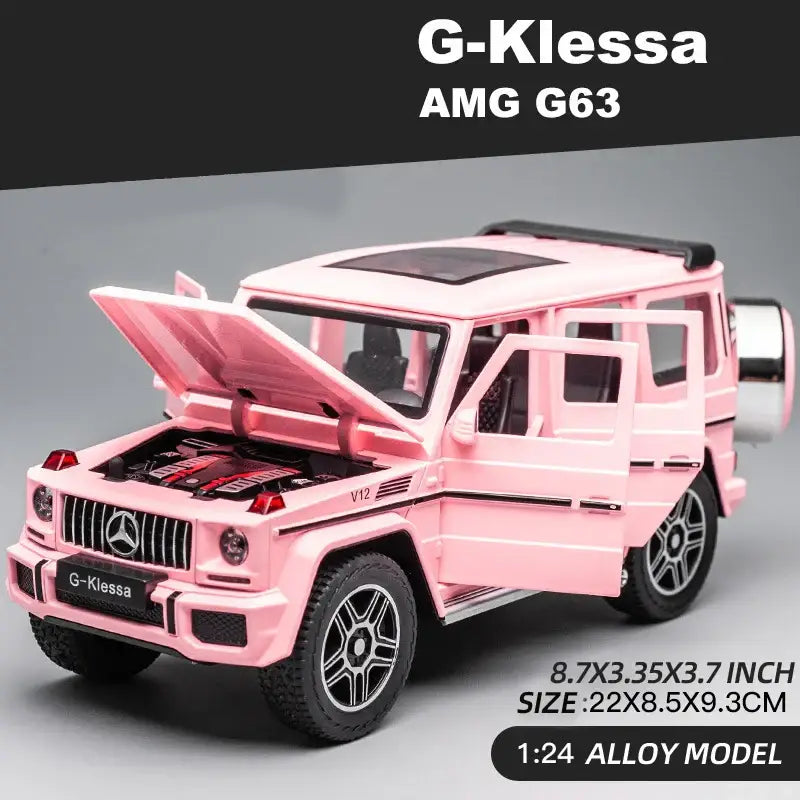 Mercedes AMG G63 1:24 Metalowy Model Samochodu z Efektami Dźwiękowymi i Świetlnymi - G63 RÓŻOWY Z PUDEŁKIEM