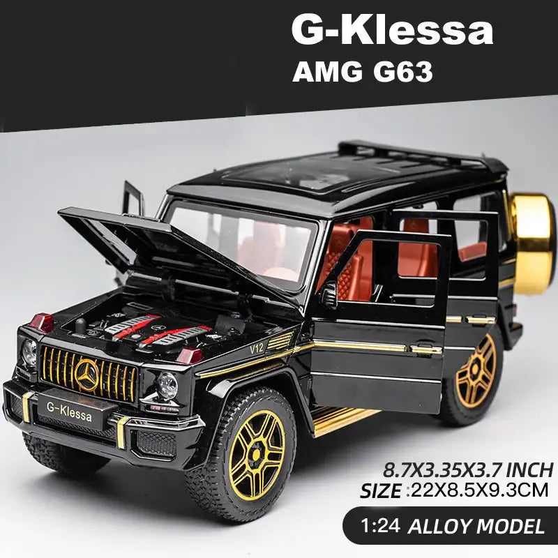 Mercedes AMG G63 1:24 Metalowy Model Samochodu z Efektami Dźwiękowymi i Świetlnymi - G63 CZARNY Z PUDEŁKIEM